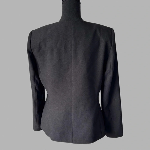 Tahari Black Ruffle Asymmetrical Blazer - Picture 3 of 16
